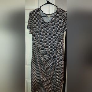 Aa Studio Navy and Cream Geometric Dress